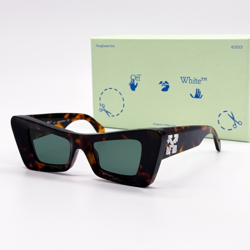 NEW OFF-WHITE ACCRA 055 HAVANA SUNGLASSES CAT EYE WOMEN OERI027 6055 EYEWEAR